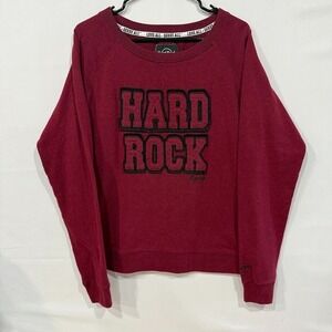 VTG Hard Rock Cafe Sweatshirt‎ Unisex 2XL Maroon Boston Embroidered Logo